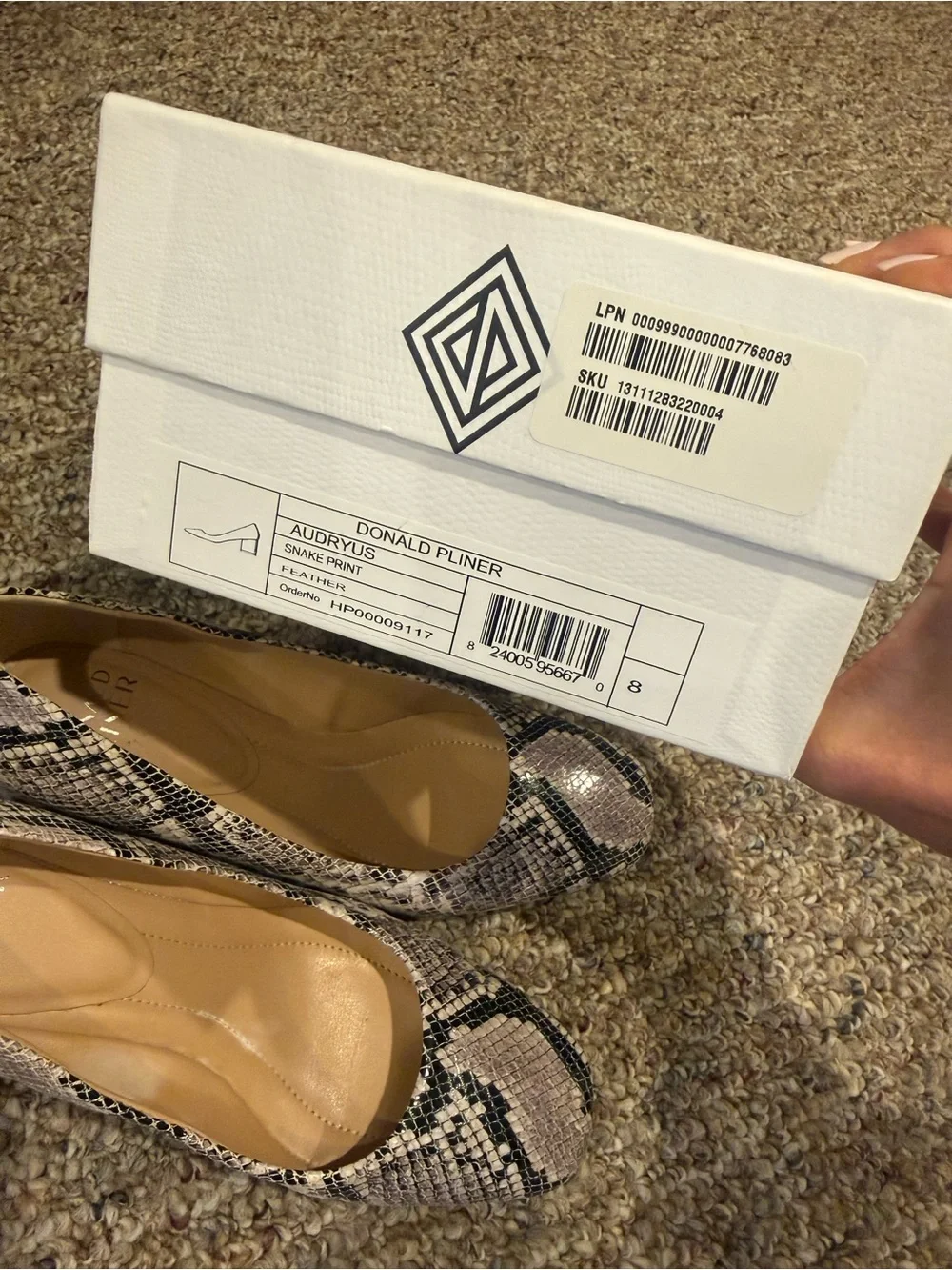 Donald J. Pliner Women's Snakeskin Print Ballet Flats in Light Pink/Black